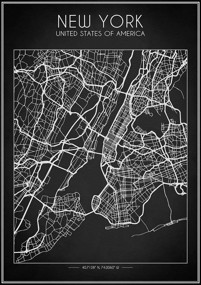New York City Map - Art Print - Zapista