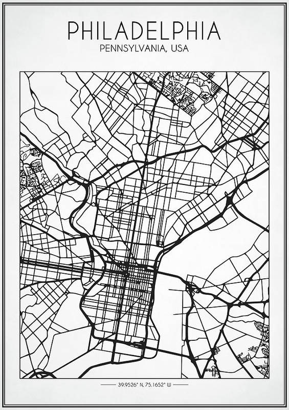 Philadelphia Street Map - Art Print
