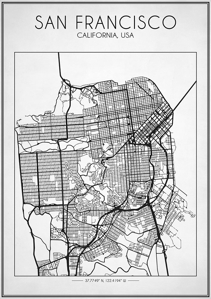 San Francisco Street Map - Art Print - Zapista
